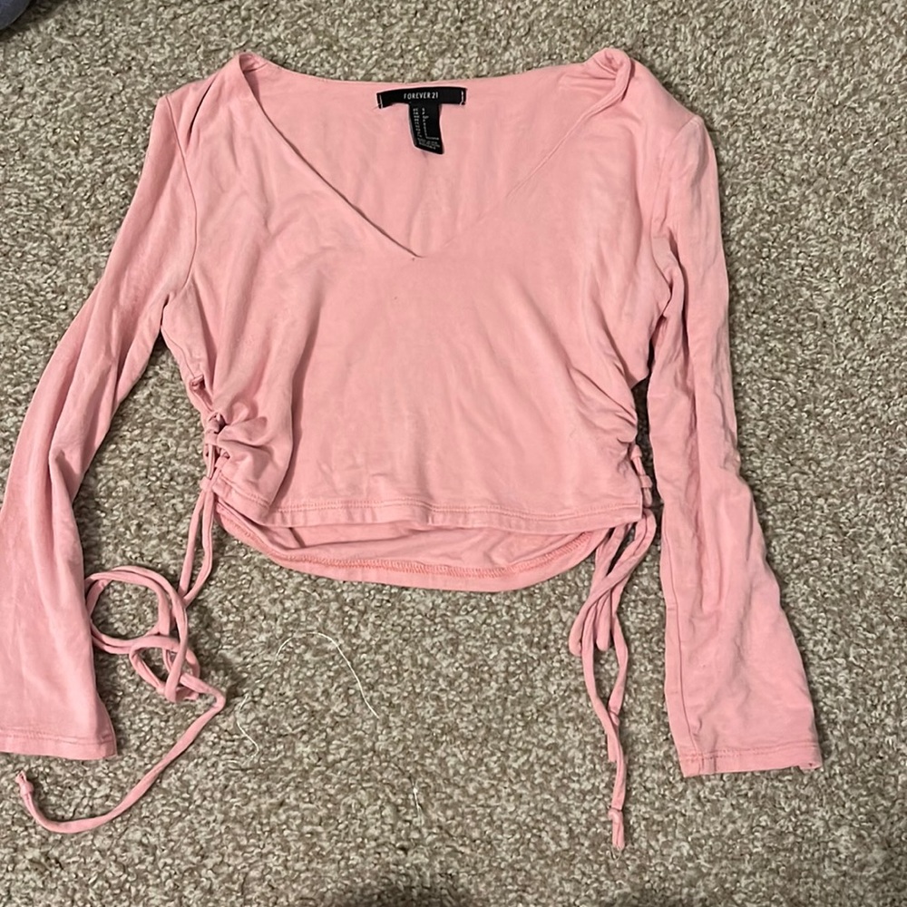 NWOT F21 Pink Crop-Top With Side Ties